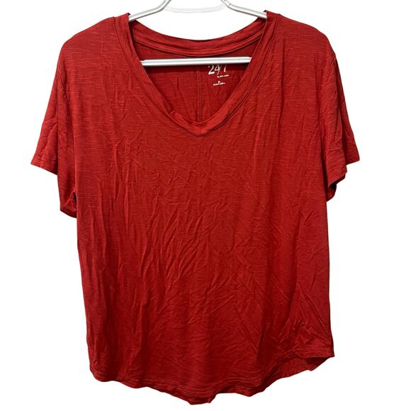 Maurices NWOT 24/7 V Neck Short Sleeve Tee Red Sz Medium - Picture 2 of 7